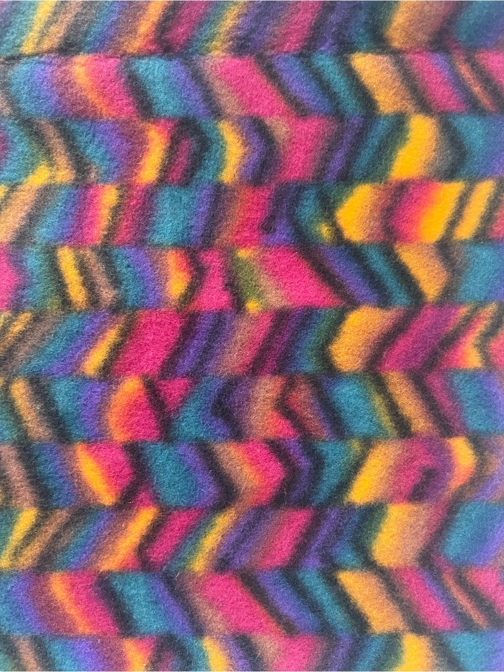 NEW Fleece Fabric Chevron Remnant Multicolored 40" X 12" Polyester